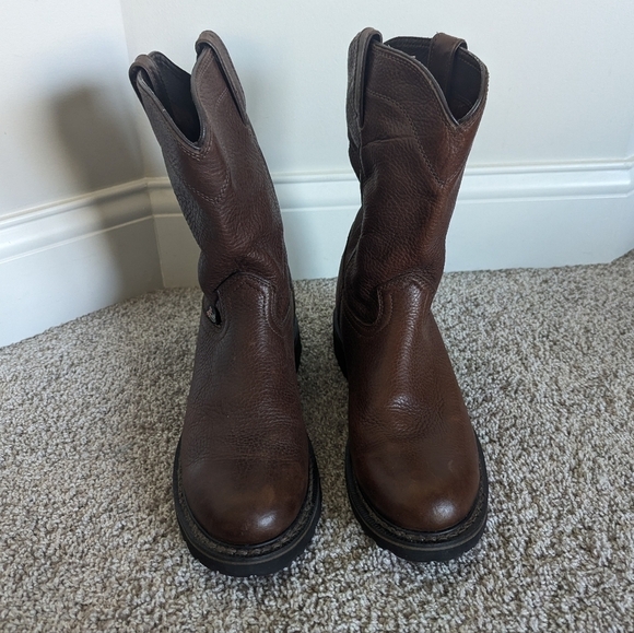 Justin Work Boots Brown Leather Pull On Wk4920 sz 8.5 EE main image 8